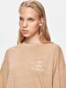 Relaxed Short Sleeve Surface With Print Beige T-shirt