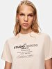 Crew Neck Short Sleeve Regular Beige T-shirt