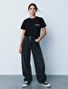 Surface With Print Basic Short Sleeve Regular Black T-shirt