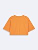 With Print Basic Knitting Square Crop Print Orange T-shirt