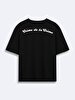 Contrast Print Short Sleeve Crew Neck Relaxed Black T-shirt