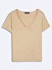 Short Sleeve V-neck Regular Brown T-shirt