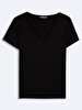 Short Sleeve V-neck Regular Black T-shirt