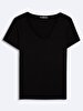 Short Sleeve V-neck Regular Black T-shirt