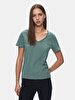 Short Sleeve V-neck Regular Green T-shirt
