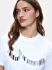With Print Short Sleeve Si̇gned Regular White T-shirt