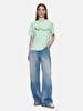 With Print Short Sleeve Si̇gned Regular Green T-shirt