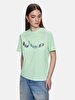 With Print Short Sleeve Si̇gned Regular Green T-shirt