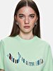 With Print Short Sleeve Si̇gned Regular Green T-shirt