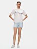 With Print Short Sleeve Si̇gned Regular Lilac T-shirt