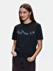 With Print Short Sleeve Si̇gned Regular Black T-shirt