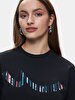 With Print Short Sleeve Si̇gned Regular Black T-shirt