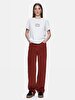Regular Print Ribbed White T-shirt
