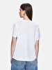 Print Ribbed Regular White T-shirt