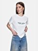 Print Ribbed Regular White T-shirt