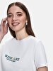 Print Ribbed Regular White T-shirt