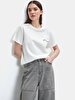 Print Ribbed Regular White T-shirt