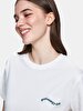 Print Ribbed Regular White T-shirt