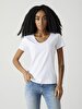 Short Sleeve Basic V-neck Slim White T-shirt