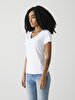 Short Sleeve Basic V-neck Slim White T-shirt