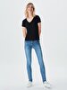Short Sleeve Basic V-neck Slim Black T-shirt
