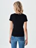 Short Sleeve Basic V-neck Slim Black T-shirt