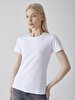 Short Sleeve Basic Crew Neck Slim White T-shirt