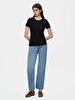 Short Sleeve Basic Crew Neck Slim Black T-shirt