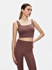 Spaghetti Strap Square Collar Crop Slim Brown Athlete