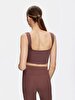 Spaghetti Strap Square Collar Crop Slim Brown Athlete