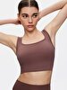 Spaghetti Strap Square Collar Crop Slim Brown Athlete