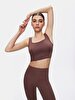 Spaghetti Strap Square Collar Crop Slim Brown Athlete