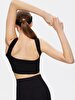 Spaghetti Strap Square Collar Crop Slim Black Athlete