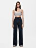 Striped Print Crop Spaghetti Strap Blue Athlete