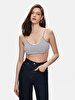 Striped Print Crop Spaghetti Strap Blue Athlete