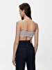 Striped Print Crop Spaghetti Strap Blue Athlete