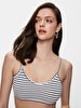 Striped Print Crop Spaghetti Strap Blue Athlete