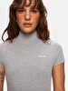 Embroidered Print Slim Fit Short Sleeve Grey Dress