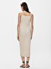 Spaghetti Strap Wide Collar Beige Dress