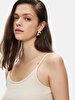 Spaghetti Strap Wide Collar Beige Dress