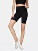 Waist Elastic Biker Slim Black Shorts
