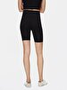 Waist Elastic Biker Slim Black Shorts