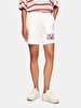 With Print Regular Midi White Shorts