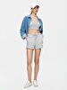 Waist Elastic Mini Grey Shorts