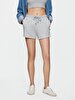 Waist Elastic Mini Grey Shorts