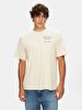 Short Sleeve Crew Neck Sign With Print Loose Beige T-shirt