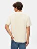 Short Sleeve Crew Neck Sign With Print Loose Beige T-shirt