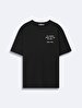 Short Sleeve Crew Neck Sign With Print Loose Black T-shirt