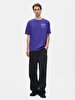 Short Sleeve Crew Neck Sign With Print Loose Blue T-shirt