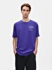Short Sleeve Crew Neck Sign With Print Loose Blue T-shirt